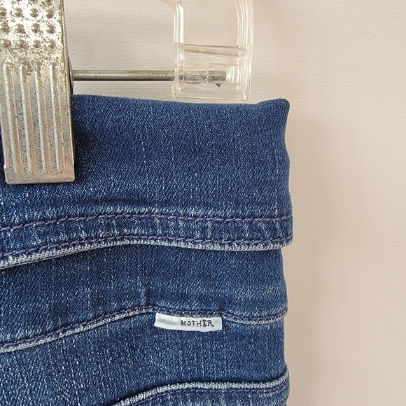Mother Triple Stack Looker Wish on a Star Jeans Size 31 Blue High Waist Tie - Picture 8 of 16